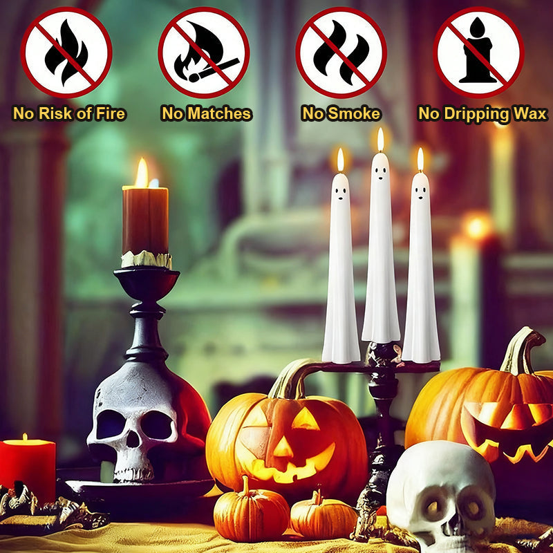 🎃👻 Fjärrstyrt spökljus med 3D-flammerande veke 👻🎃
