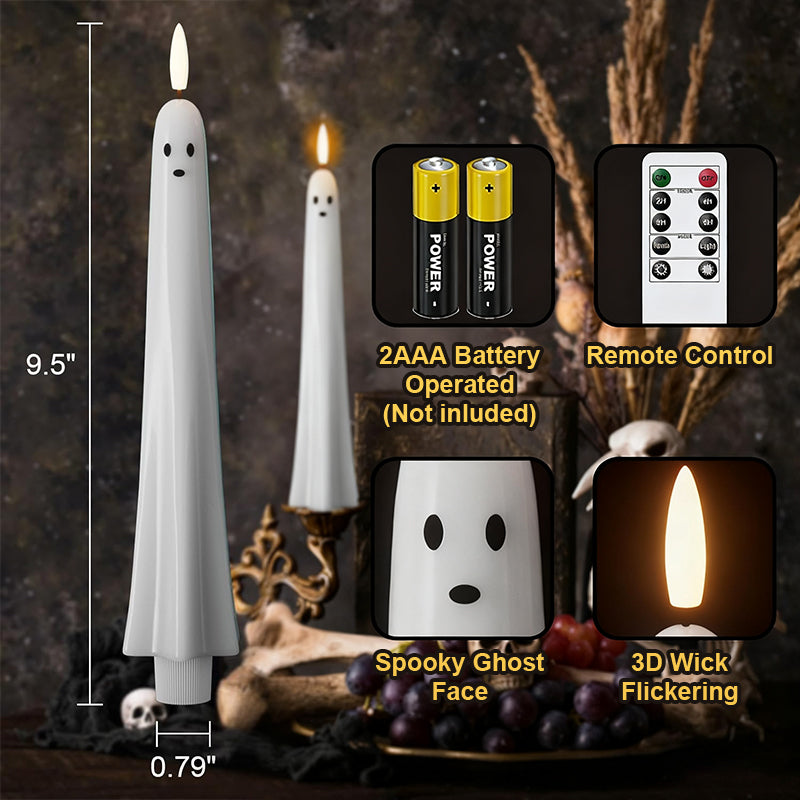 🎃👻 Fjärrstyrt spökljus med 3D-flammerande veke 👻🎃
