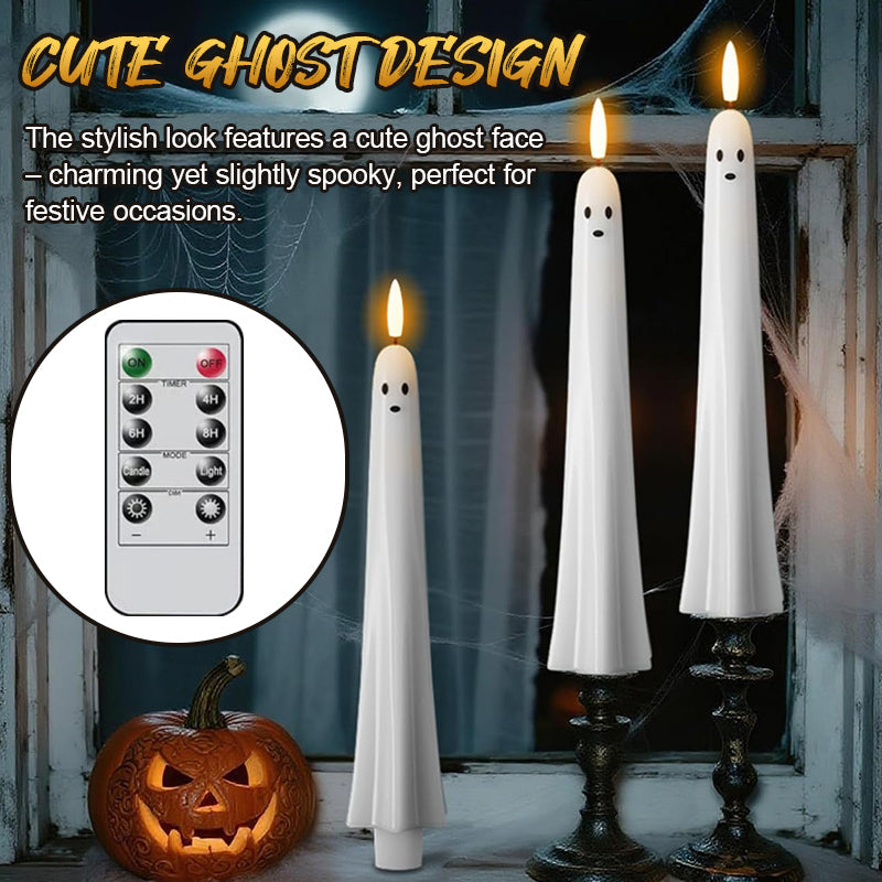🎃👻 Fjärrstyrt spökljus med 3D-flammerande veke 👻🎃
