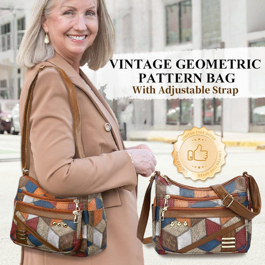 🔥Vintage väska med geometriskt mönster och justerbara remma👜