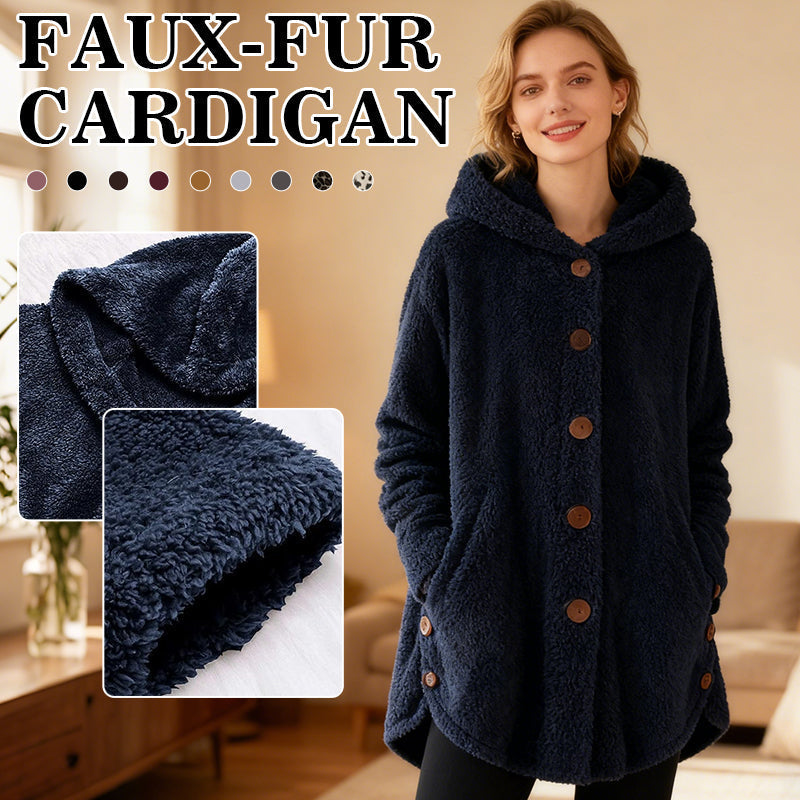 Rymlig fluffig konstpälskardigan 🧸 | Mysig och stilren vinterjacka