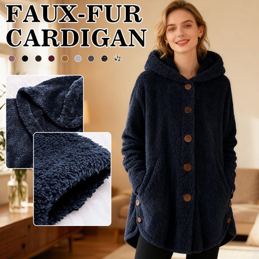 Rymlig fluffig konstpälskardigan 🧸 | Mysig och stilren vinterjacka