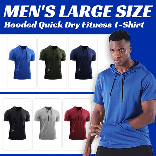 Herrmodell i stor storlek med huva Quick Dry Fitness T-Shirt🏋️‍♂️