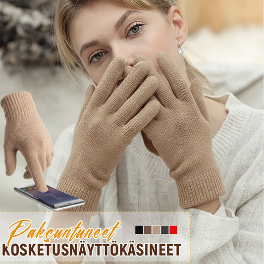 🌟 100 % ren fårull – tjocka handskar för pekskärm🧤