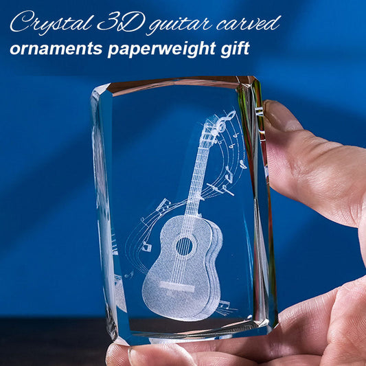 🎁Kristall 3d Gitarr Snidade Ornament Pappersvikt Gåva🎶