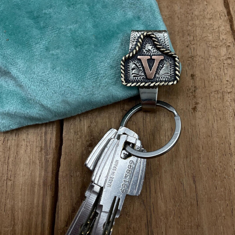 🔑Western Initial Nyckelklämma