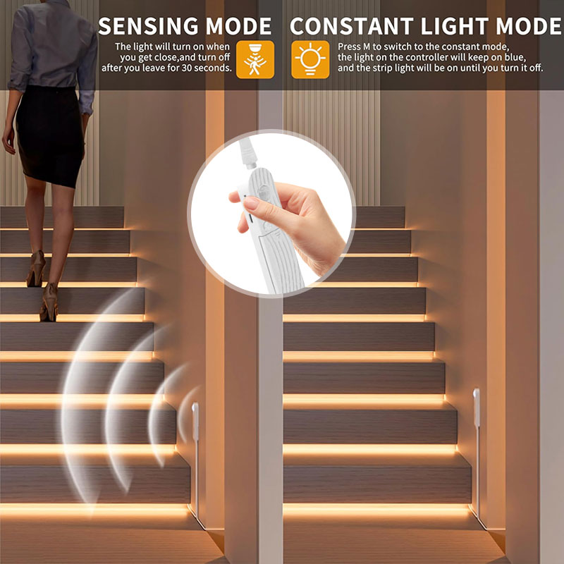🔋✨ LED-ljusremsa med rörelsesensor och batterilåda