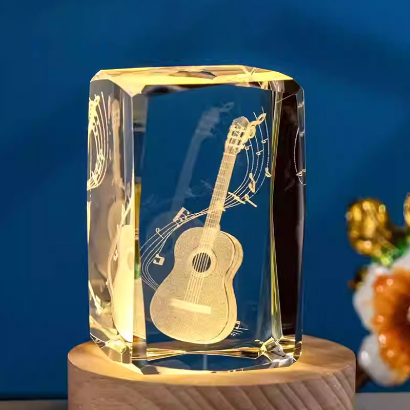 🎁Kristall 3d Gitarr Snidade Ornament Pappersvikt Gåva🎶
