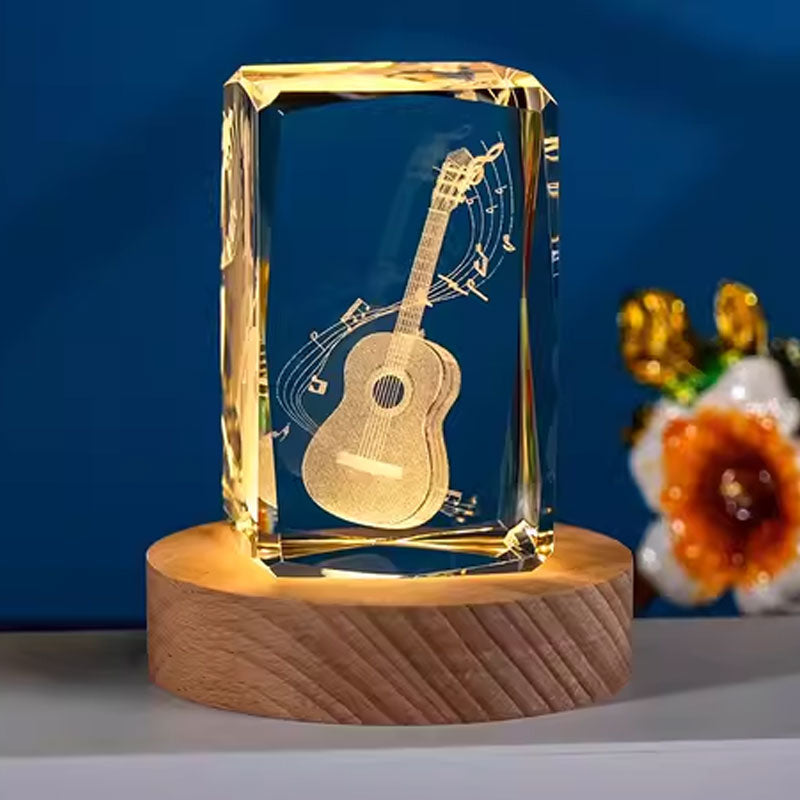 🎁Kristall 3d Gitarr Snidade Ornament Pappersvikt Gåva🎶