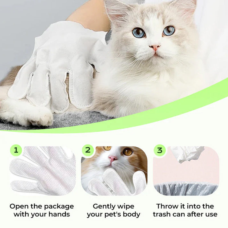 🐱🐶No Rinse Mild rengöringshandskar för husdjur