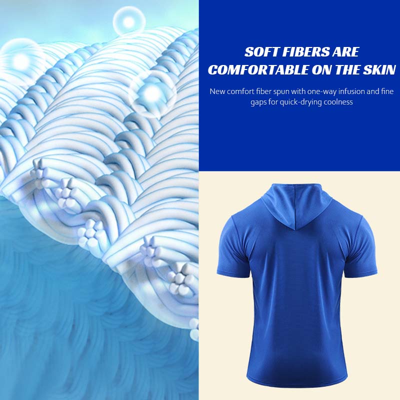 Herrmodell i stor storlek med huva Quick Dry Fitness T-Shirt🏋️‍♂️