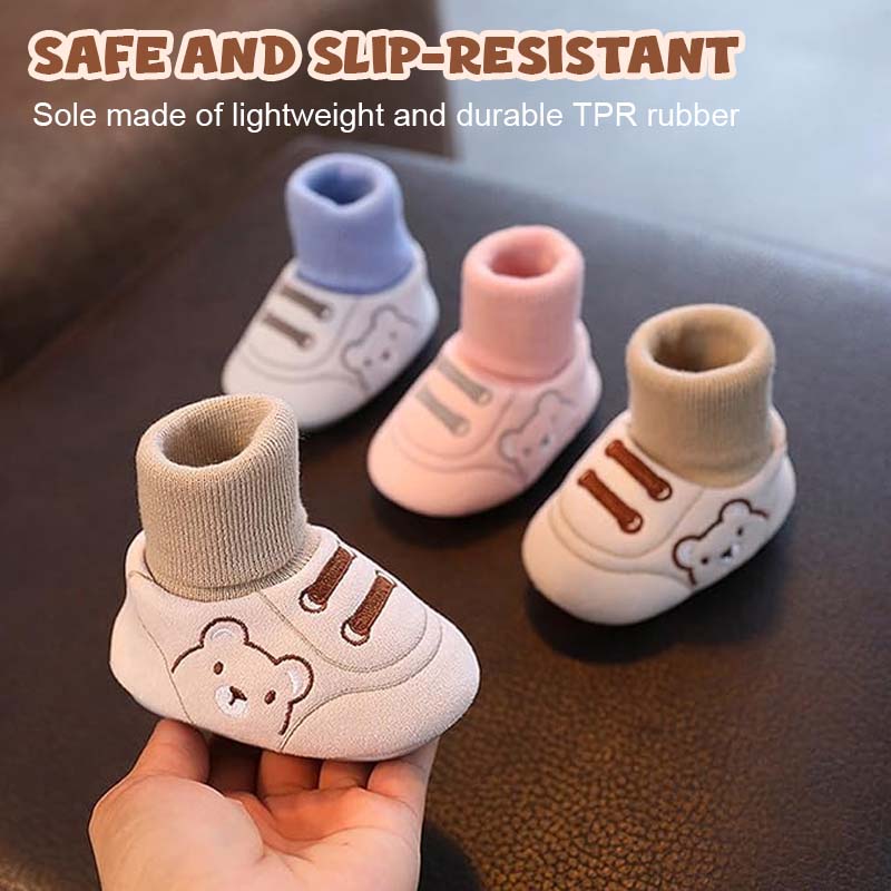 🐻Söta små björnmotiv – bekväma slip-on för första stegen👣