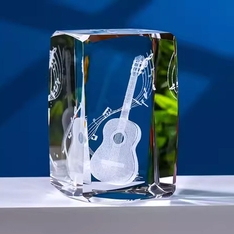 🎁Kristall 3d Gitarr Snidade Ornament Pappersvikt Gåva🎶