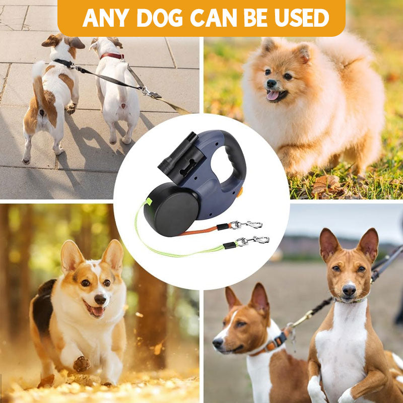 🐶Upprullningsbart hundkoppel med dubbla huvude🐾