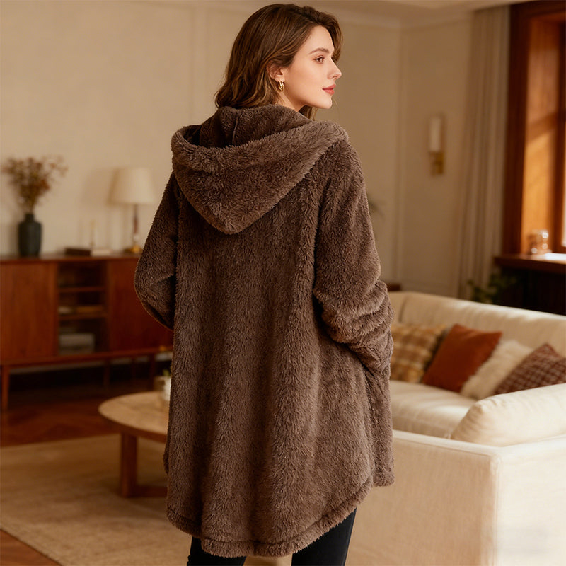 Rymlig fluffig konstpälskardigan 🧸 | Mysig och stilren vinterjacka