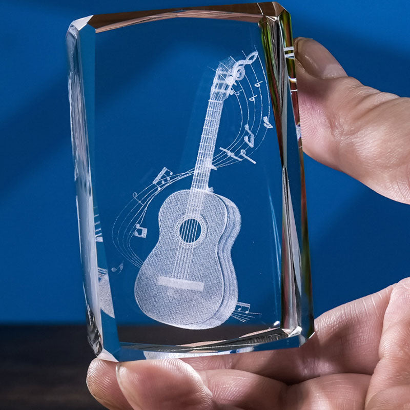 🎁Kristall 3d Gitarr Snidade Ornament Pappersvikt Gåva🎶