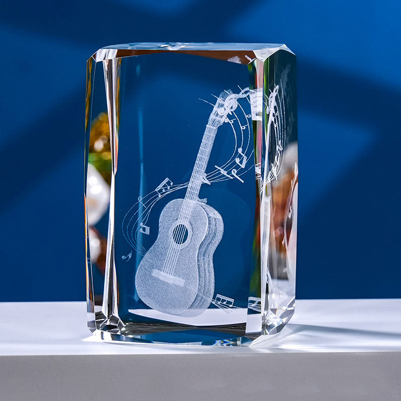 🎁Kristall 3d Gitarr Snidade Ornament Pappersvikt Gåva🎶