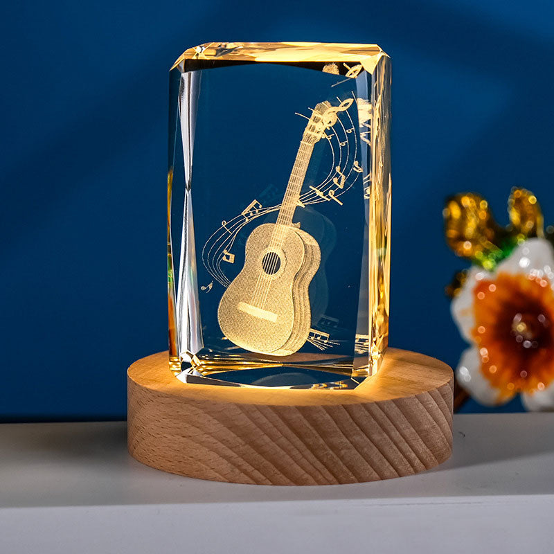 🎁Kristall 3d Gitarr Snidade Ornament Pappersvikt Gåva🎶