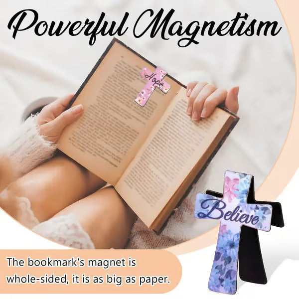 📖 16-pack Magnetiska Korsbokmärken ✝️ | Bibelvers & Blommor | Perfekt Gåva